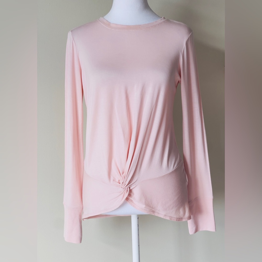 Zella Women's Knotted Front Crewneck Pink Long Sleeve Top NWOT Size Small - Picture 2 of 6